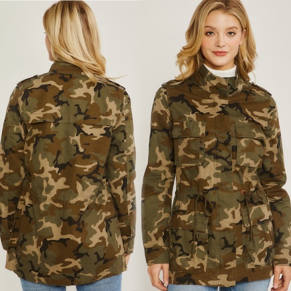 Camouflage utility jacket with button up and zip front - Picture 5 of 14